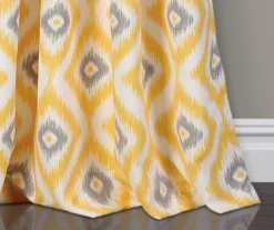 Diamond Ikat Yellow & Gray Room-Darkening Grommet Curtain Panel Pair, (84") -DHP Sales Store 810468327 3