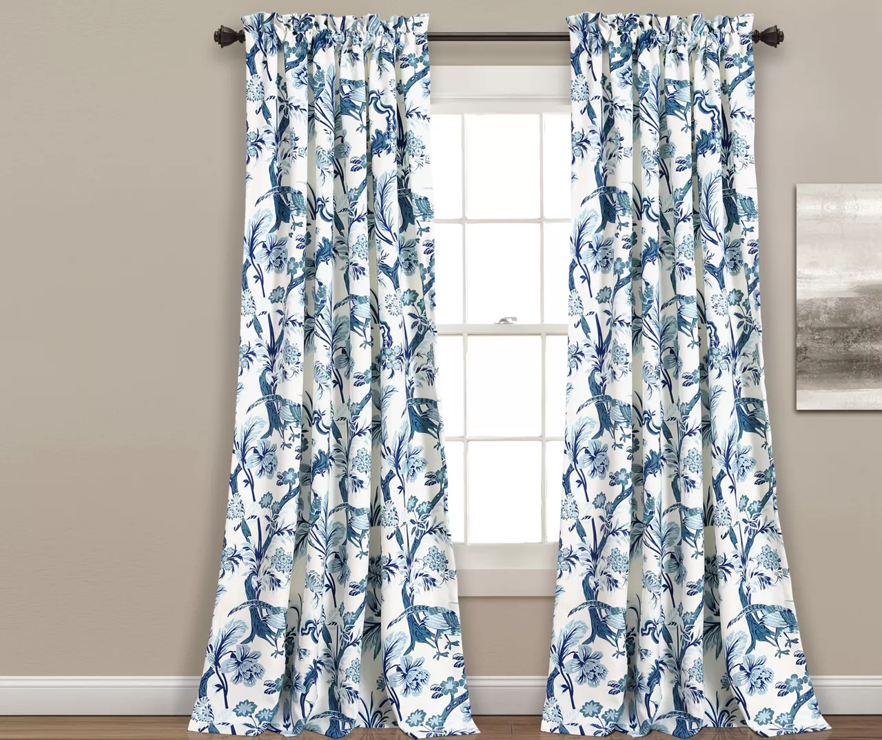 Dolores Floral Room-Darkening Rod Pocket Curtain Panel Pair 4 Dolores Floral Room-Darkening Rod Pocket Curtain Panel Pair - Image 2