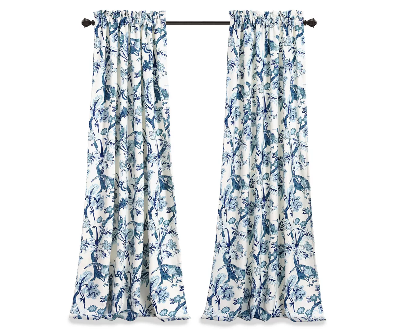 Dolores Blue & White Floral Room-Darkening Rod Pocket Curtain Panel Pair, (84") 9 Dolores Blue & White Floral Room-Darkening Rod Pocket Curtain Panel Pair, (84") - Image 7