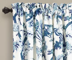 Dolores Blue & White Floral Room-Darkening Rod Pocket Curtain Panel Pair, (95") -DHP Sales Store 810468330 3