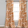 Dolores Orange Floral Room-Darkening Rod Pocket Curtain Panel Pair, (84")