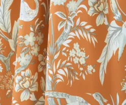 Dolores Orange Floral Room-Darkening Rod Pocket Curtain Panel Pair, (84") -DHP Sales Store 810468331 2