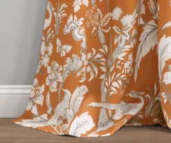 Dolores Orange Floral Room-Darkening Rod Pocket Curtain Panel Pair, (84") -DHP Sales Store 810468331 3