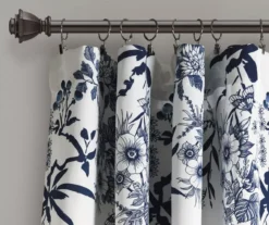 Botanical Garden Navy & White Room-Darkening Rod Pocket Curtain Panel Pair, (95") -DHP Sales Store 810468332 1 1