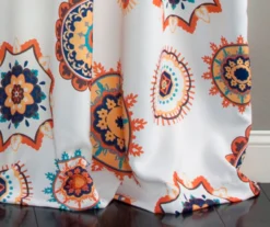 Adrianne White & Tangerine Floral Medallion Room-Darkening Grommet Curtain Panel Pair, (84") -DHP Sales Store 810468333 3