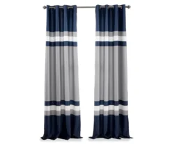 Alexander Stripe Navy Room-Darkening Grommet Curtain Panel Pair, (84") -DHP Sales Store 810468334 7