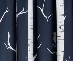 Bird On The Tree Navy Room-Darkening Rod Pocket Curtain Panel Pair, (84") -DHP Sales Store 810468354 2