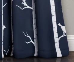 Bird On The Tree Navy Room-Darkening Rod Pocket Curtain Panel Pair, (84") -DHP Sales Store 810468354 3