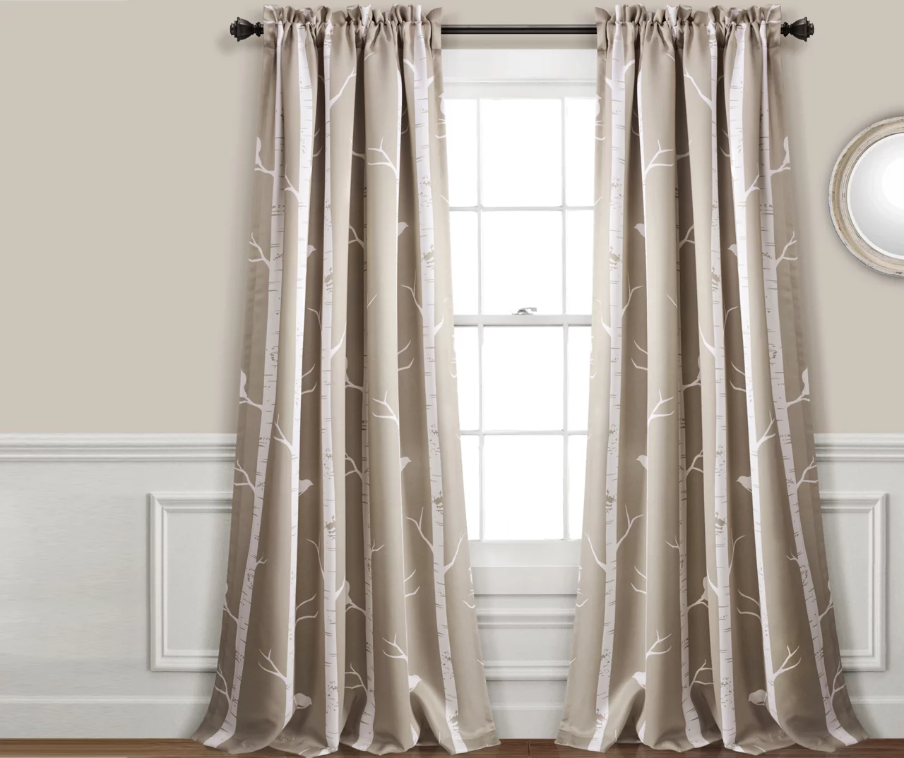 Bird On The Tree Wheat Room-Darkening Rod Pocket Curtain Panel Pair, (84") 3 Bird On The Tree Wheat Room-Darkening Rod Pocket Curtain Panel Pair, (84")