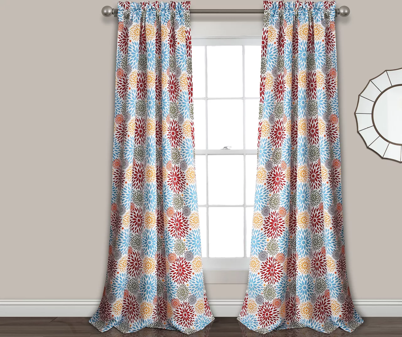Blooming Flower Room-Darkening Rod Pocket Curtain Panel Pair 5 Blooming Flower Room-Darkening Rod Pocket Curtain Panel Pair - Image 3
