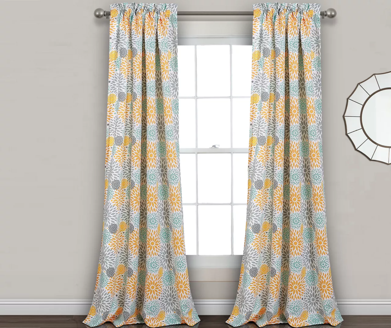 Blooming Flower Room-Darkening Rod Pocket Curtain Panel Pair 4 Blooming Flower Room-Darkening Rod Pocket Curtain Panel Pair - Image 2
