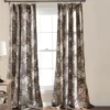 Botanical Garden Gray Room-Darkening Rod Pocket Curtain Panel Pair, (95") -DHP Sales Store 810468365 1
