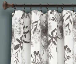 Botanical Garden Gray & White Room-Darkening Rod Pocket Curtain Panel Pair, (84") -DHP Sales Store 810468366 1 1