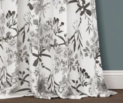 Botanical Garden Gray & White Room-Darkening Rod Pocket Curtain Panel Pair, (84") -DHP Sales Store 810468366 2 1