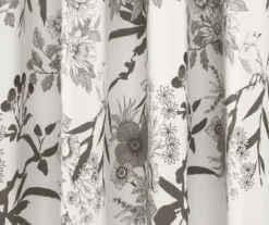 Botanical Garden Gray & White Room-Darkening Rod Pocket Curtain Panel Pair, (84") -DHP Sales Store 810468366 3 1