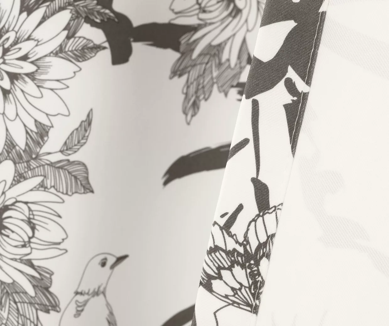 Botanical Garden Gray & White Room-Darkening Rod Pocket Curtain Panel Pair, (95") 7 Botanical Garden Gray & White Room-Darkening Rod Pocket Curtain Panel Pair, (95") - Image 5