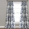 Botanical Garden Navy & White Room-Darkening Rod Pocket Curtain Panel Pair, (84") -DHP Sales Store 810468368