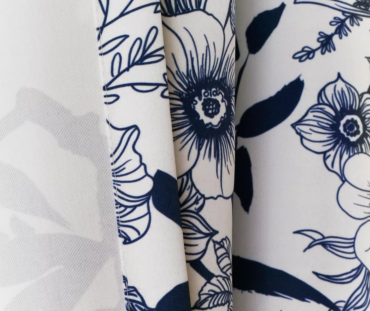 Botanical Garden Navy & White Room-Darkening Rod Pocket Curtain Panel Pair, (84") 7 Botanical Garden Navy & White Room-Darkening Rod Pocket Curtain Panel Pair, (84") - Image 5