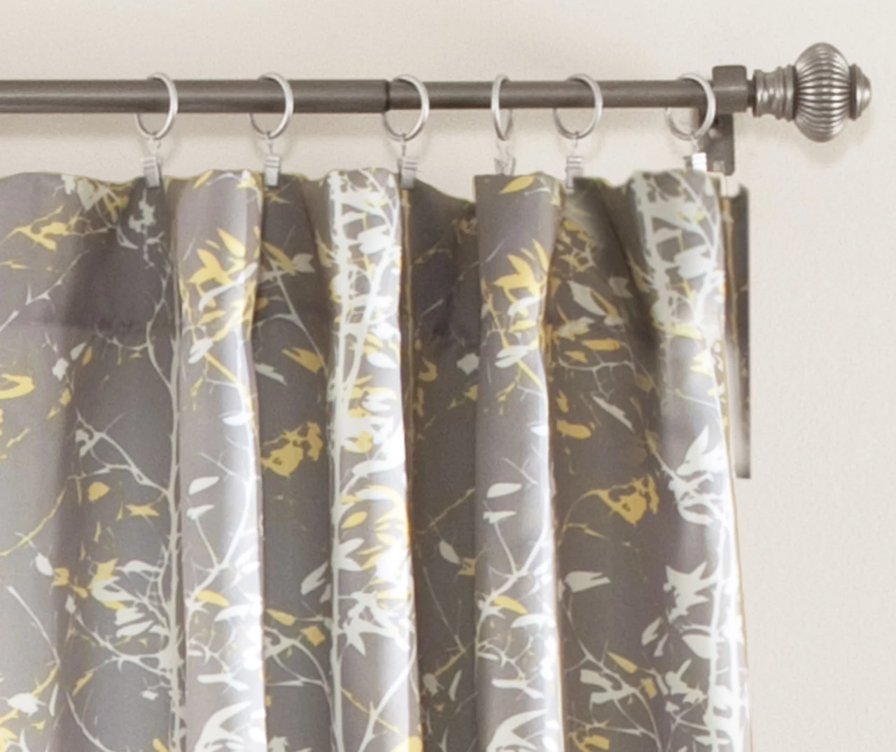 Forest Gray & Yellow Room-Darkening Rod Pocket Curtain Panel Pair, (84") 4 Forest Gray & Yellow Room-Darkening Rod Pocket Curtain Panel Pair, (84") - Image 2