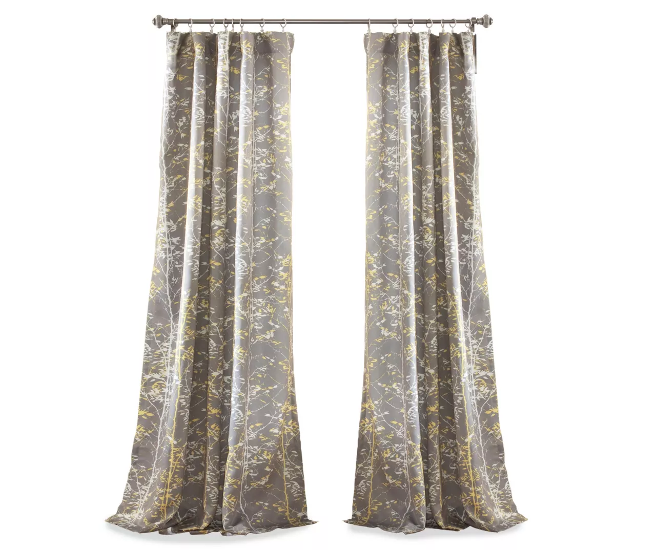 Forest Gray & Yellow Room-Darkening Rod Pocket Curtain Panel Pair, (84") 8 Forest Gray & Yellow Room-Darkening Rod Pocket Curtain Panel Pair, (84") - Image 6