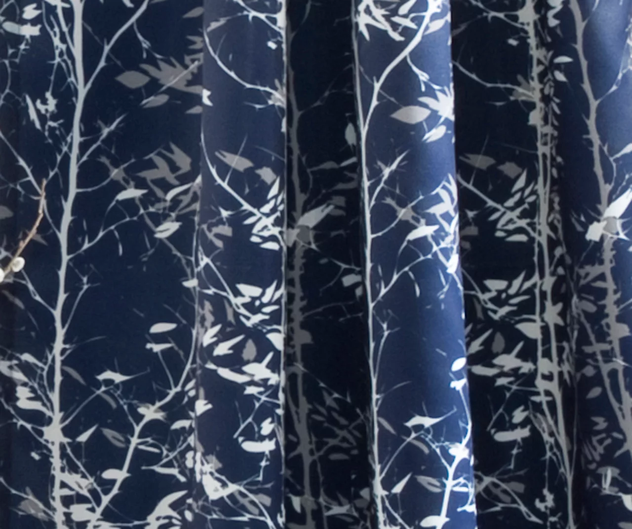 Forest Navy Room-Darkening Rod Pocket Curtain Panel Pair, (84") 5 Forest Navy Room-Darkening Rod Pocket Curtain Panel Pair, (84") - Image 3