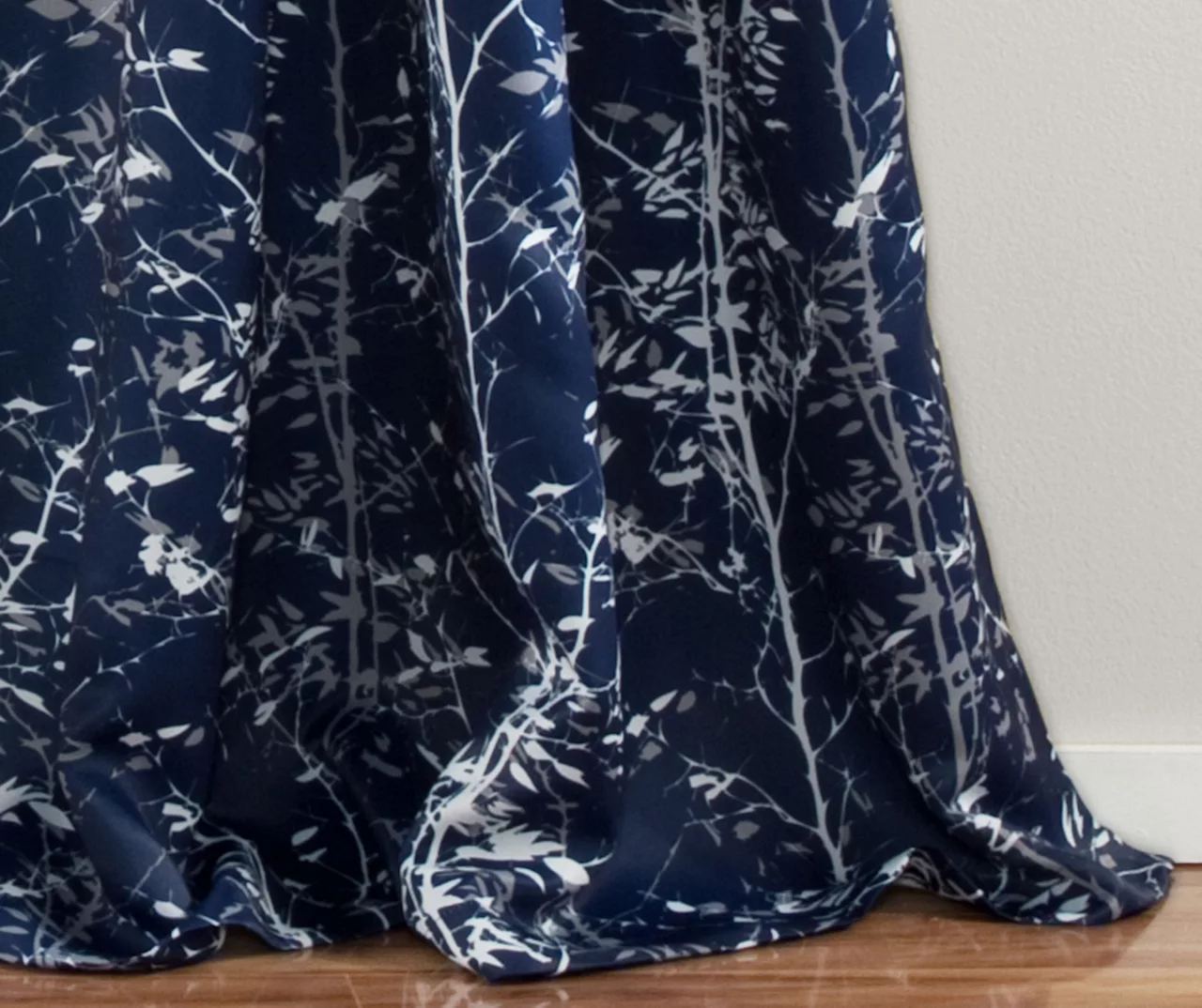 Forest Navy Room-Darkening Rod Pocket Curtain Panel Pair, (84") 6 Forest Navy Room-Darkening Rod Pocket Curtain Panel Pair, (84") - Image 4