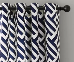 Giovana Navy Geometric Room-Darkening Grommet Curtain Panel Pair, (84") 9 Giovana Navy Geometric Room-Darkening Grommet Curtain Panel Pair, (84") -DHP Sales Store 810468372 1