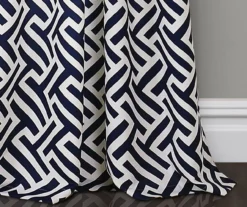 Giovana Navy Geometric Room-Darkening Grommet Curtain Panel Pair, (84") 11 Giovana Navy Geometric Room-Darkening Grommet Curtain Panel Pair, (84") -DHP Sales Store 810468372 3