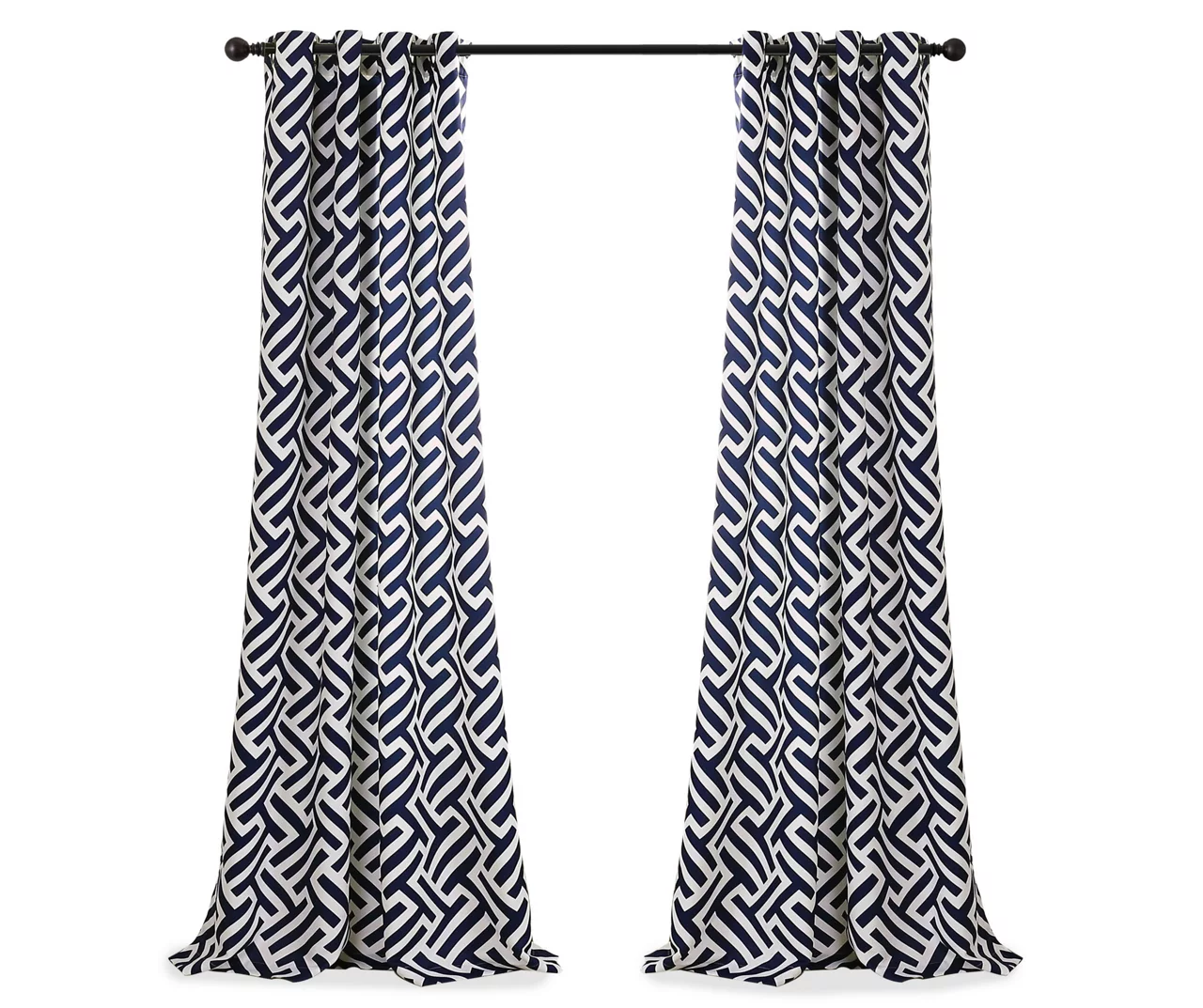 Giovana Navy Geometric Room-Darkening Grommet Curtain Panel Pair, (84") 8 Giovana Navy Geometric Room-Darkening Grommet Curtain Panel Pair, (84") - Image 6