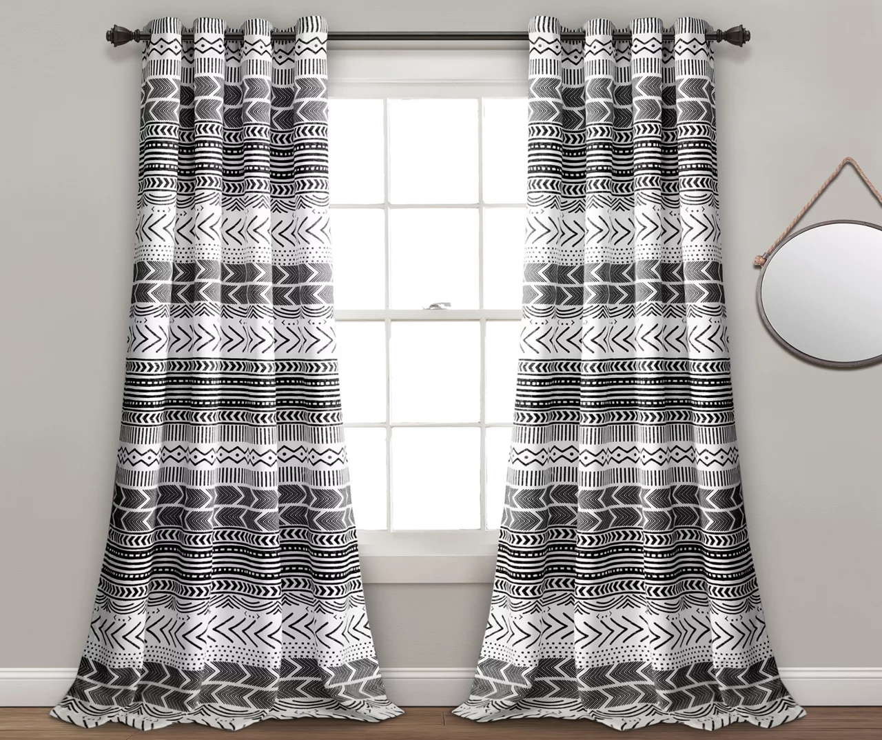 Hygge Geo Room-Darkening Grommet Curtain Panel Pair, (84") 4 Hygge Geo Room-Darkening Grommet Curtain Panel Pair, (84") - Image 2