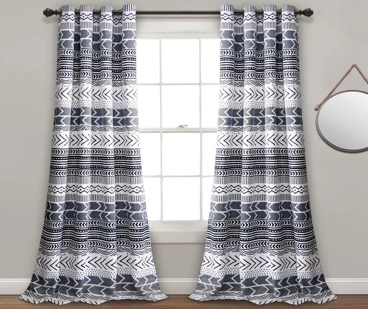 Hygge Geo Room-Darkening Grommet Curtain Panel Pair, (84") 3 Hygge Geo Room-Darkening Grommet Curtain Panel Pair, (84")