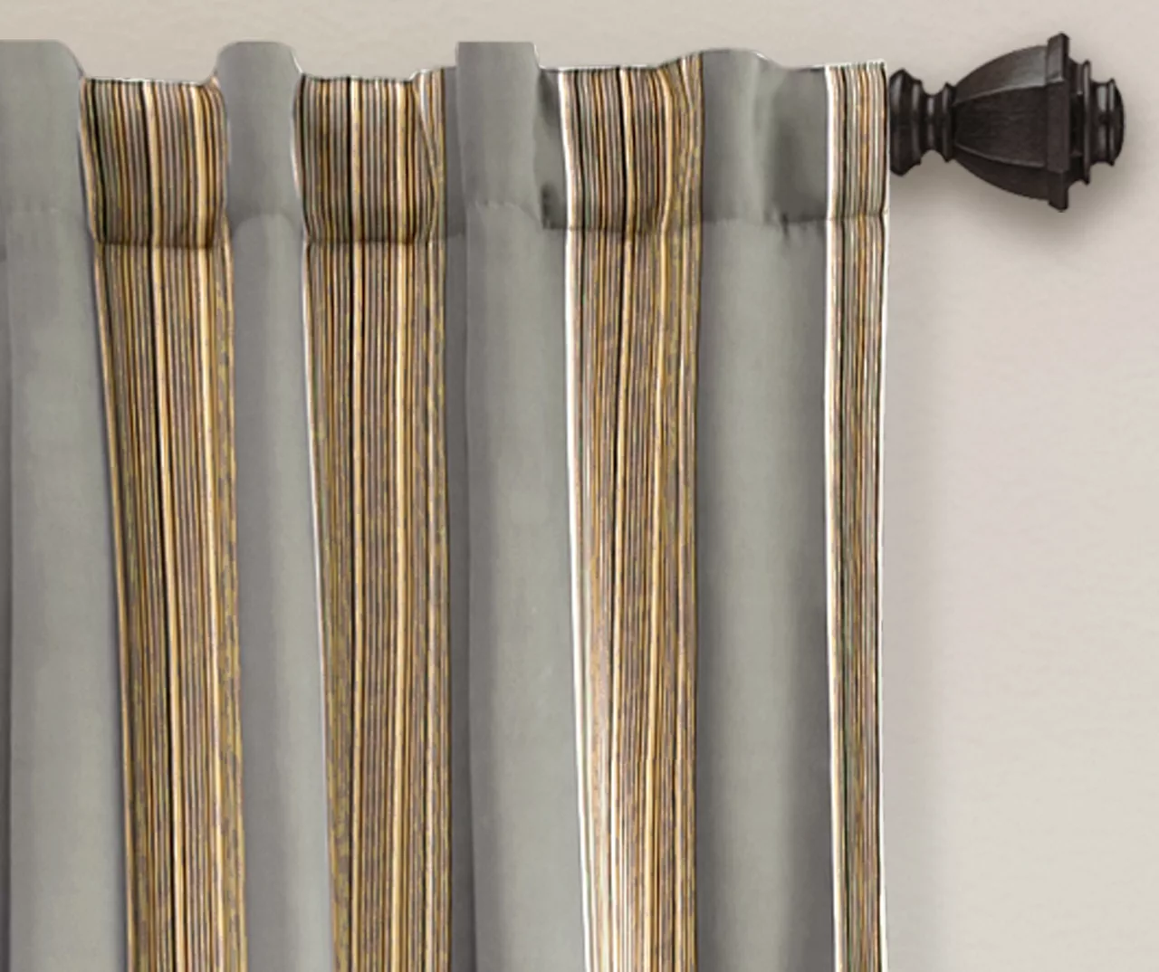 Julia Stripe Gray Room-Darkening Back Tab Curtain Panel Pair, (84") 4 Julia Stripe Gray Room-Darkening Back Tab Curtain Panel Pair, (84") - Image 2