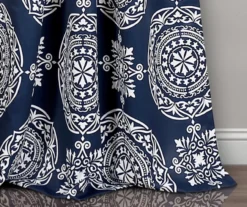 Karmen Medallion Navy Room-Darkening Back Tab Curtain Panel Pair, (84") -DHP Sales Store 810468382 2