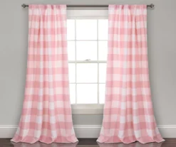 Kelly Checker Room-Darkening Back Tab Curtain Panel Pair, (84")
