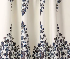 Keya Medallion Cream & Blue Room-Darkening Back Tab Curtain Panel Pair, (84") -DHP Sales Store 810468386 2