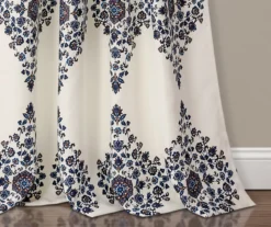 Keya Medallion Cream & Blue Room-Darkening Back Tab Curtain Panel Pair, (84") -DHP Sales Store 810468386 3