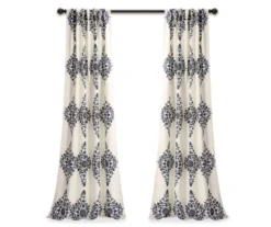 Keya Medallion Cream & Blue Room-Darkening Back Tab Curtain Panel Pair, (84") -DHP Sales Store 810468386 7