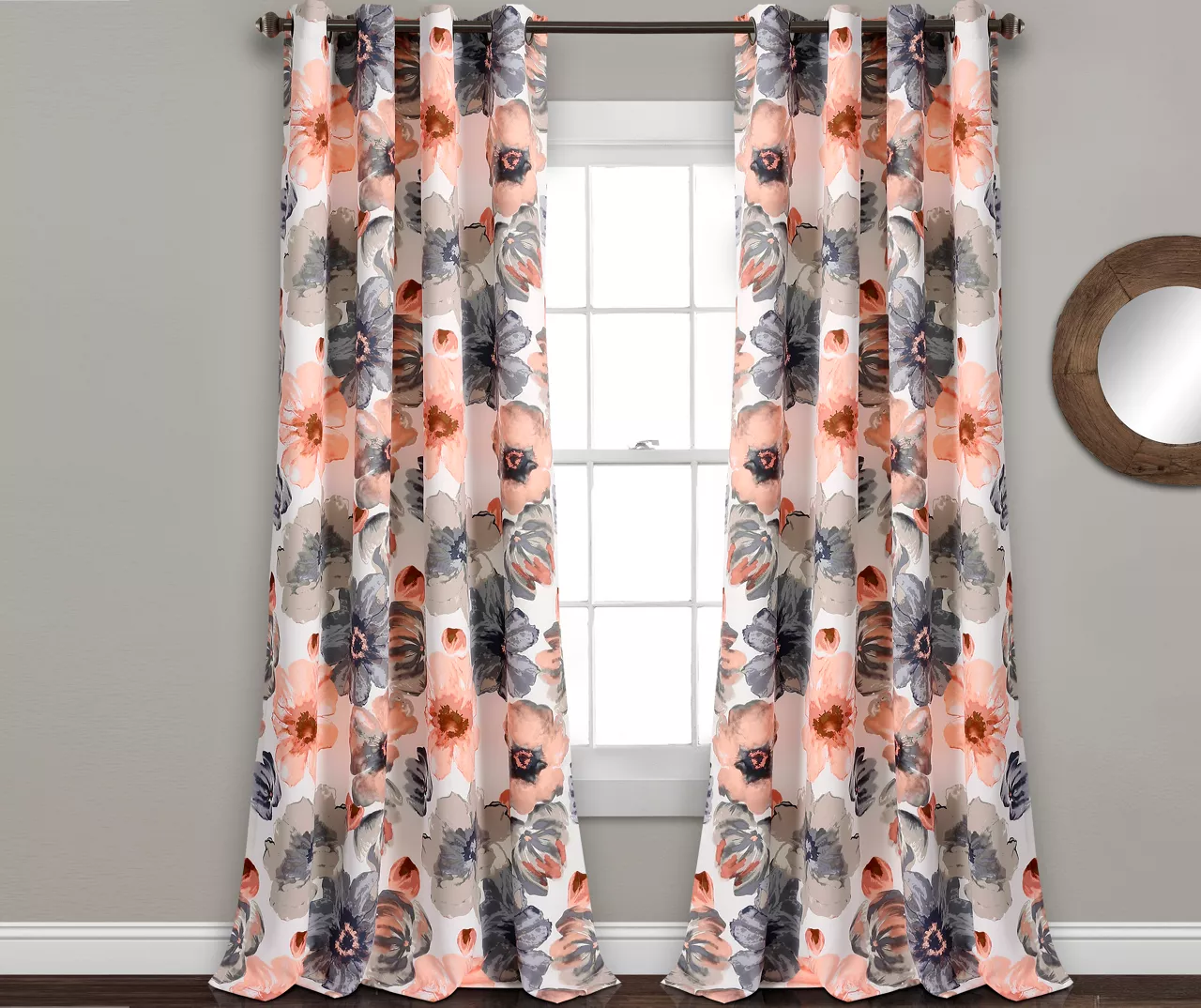 Leah Floral Room-Darkening Grommet Curtain Panel Pair 18 Leah Floral Room-Darkening Grommet Curtain Panel Pair - Image 16