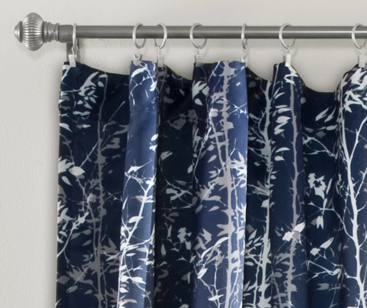 Forest Navy Room-Darkening Rod Pocket Curtain Panel Pair, (95") 4 Forest Navy Room-Darkening Rod Pocket Curtain Panel Pair, (95") - Image 2