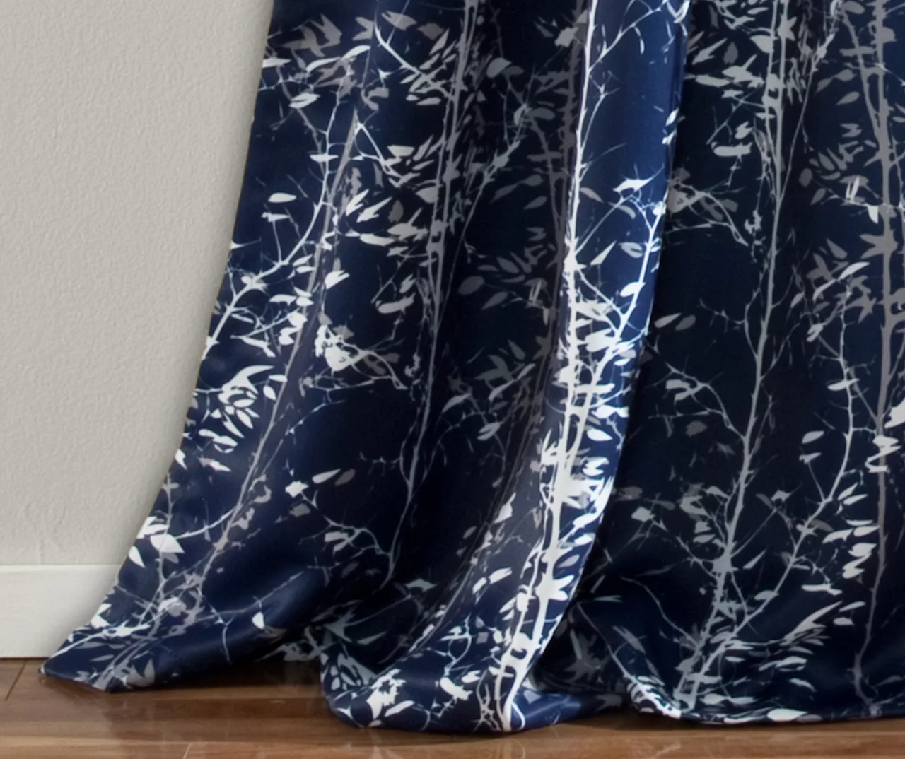 Forest Navy Room-Darkening Rod Pocket Curtain Panel Pair, (95") 6 Forest Navy Room-Darkening Rod Pocket Curtain Panel Pair, (95") - Image 4