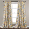 Dolores Yellow & Blue Floral Room-Darkening Rod Pocket Curtain Panel Pair, (84") -DHP Sales Store 810468410