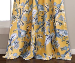 Dolores Yellow & Blue Floral Room-Darkening Rod Pocket Curtain Panel Pair, (84") -DHP Sales Store 810468410 3