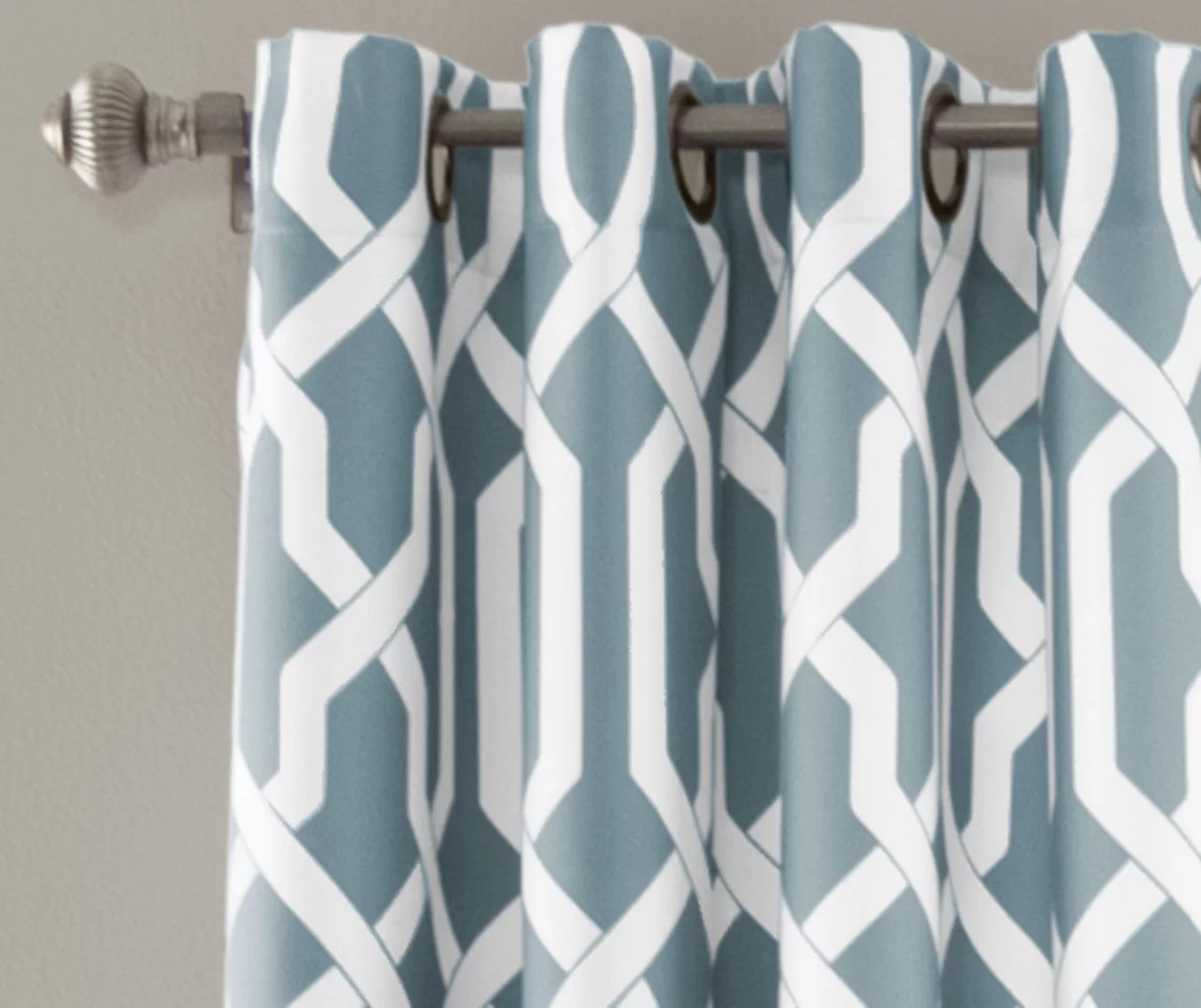 Edward Trellis Blue Room-Darkening Grommet Curtain Panel Pair, (84") 4 Edward Trellis Blue Room-Darkening Grommet Curtain Panel Pair, (84") - Image 2