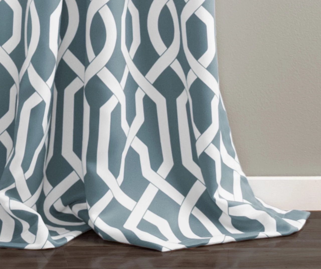 Edward Trellis Blue Room-Darkening Grommet Curtain Panel Pair, (84") 6 Edward Trellis Blue Room-Darkening Grommet Curtain Panel Pair, (84") - Image 4