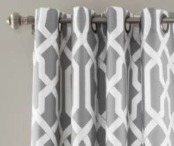 Edward Trellis Gray Room-Darkening Grommet Curtain Panel Pair, (108") -DHP Sales Store 810468413 1 1