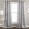 Edward Trellis Gray Room-Darkening Grommet Curtain Panel Pair, (108") -DHP Sales Store 810468413 1