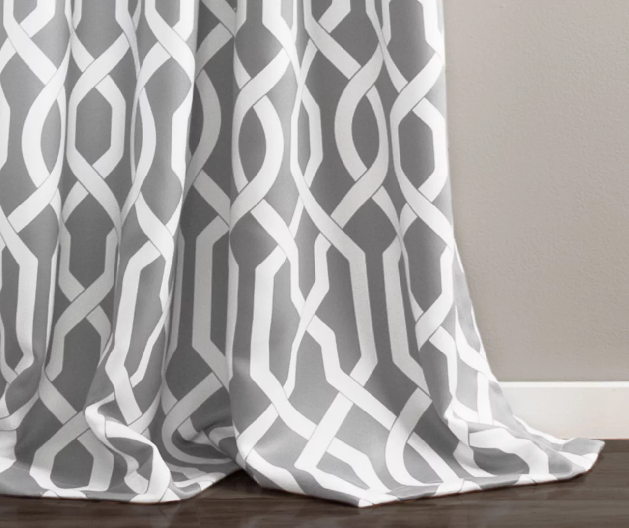 Edward Trellis Gray Room-Darkening Grommet Curtain Panel Pair, (84") 5 Edward Trellis Gray Room-Darkening Grommet Curtain Panel Pair, (84") - Image 3