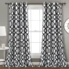 Edward Trellis White & Black Room-Darkening Grommet Curtain Panel Pair, (84") -DHP Sales Store 810468418