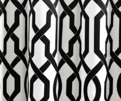 Edward Trellis White & Black Room-Darkening Grommet Curtain Panel Pair, (84") -DHP Sales Store 810468418 3