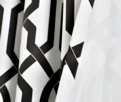 Edward Trellis White & Black Room-Darkening Grommet Curtain Panel Pair, (84") -DHP Sales Store 810468418 4